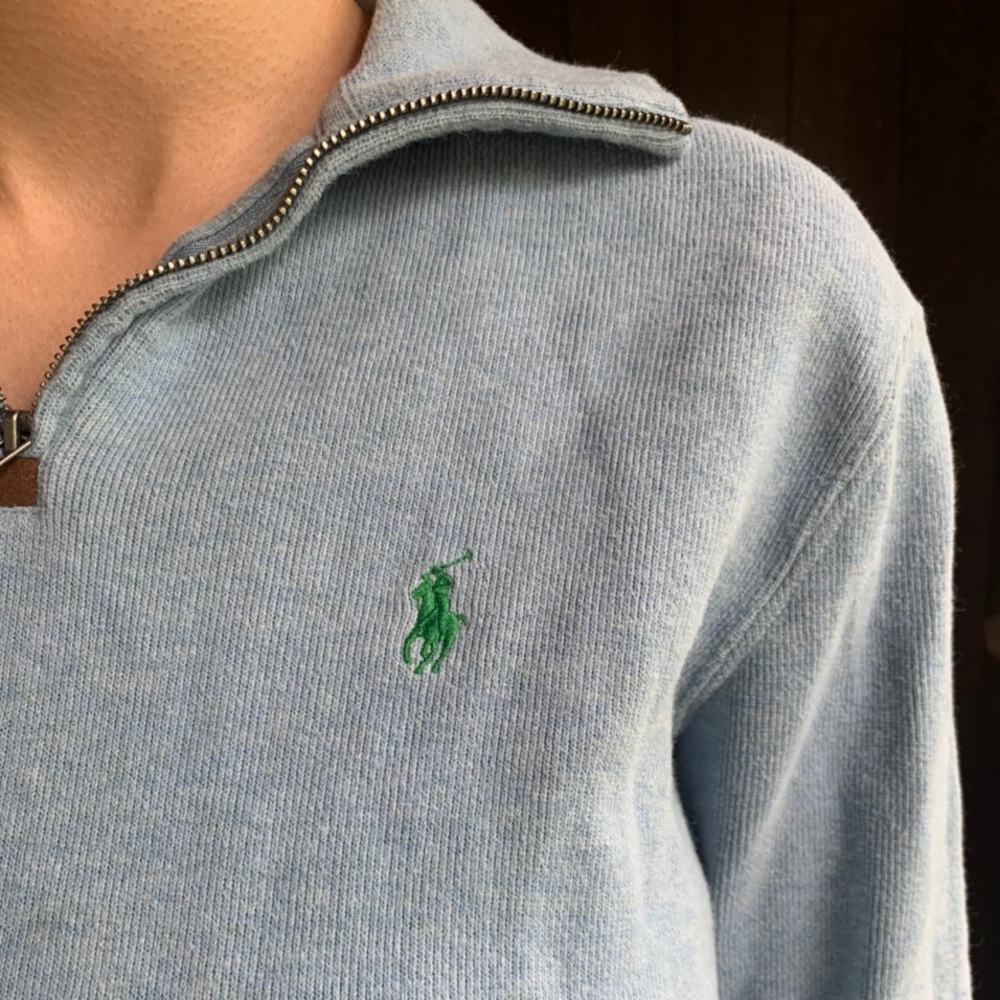 Polo 3/4 zip baby blue sweatshirt